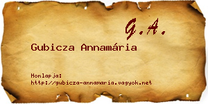Gubicza Annamária névjegykártya